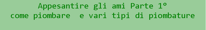 Casella di testo: Appesantire gli ami Parte 1come piombare  e vari tipi di piombature